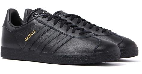 adidas originals gazelle black leather trainers  men lyst uk