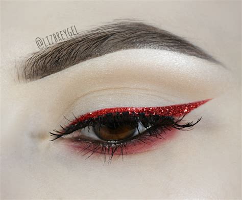 Cranberry Red Glitter Eyeliner Look For Christmas Step