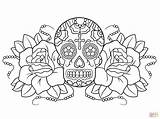 Coloring Sugar Pages Skull Roses Popular sketch template