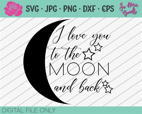 love    moon  moon stars  text svg etsy