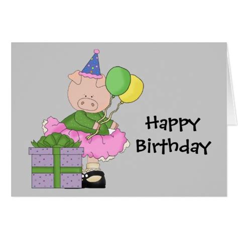 happy birthday pig greeting card zazzle