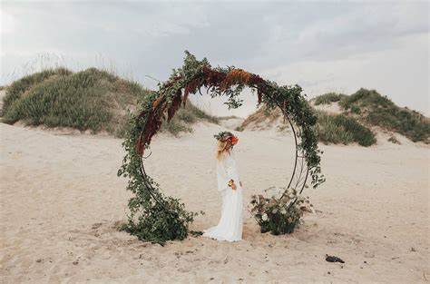 Bohemian Sunset Bridal Session With Dreamy Floral Designs Green