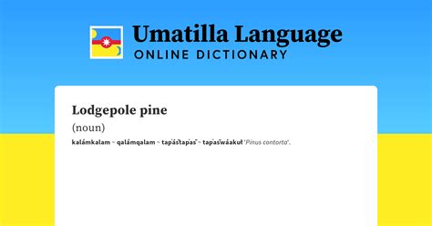 lodgepole pine umatilla language  dictionary