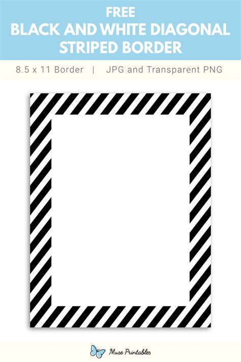 printable black  white diagonal striped border borders