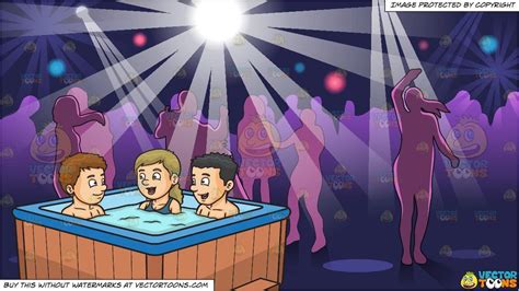 Two Guys And A Girl Chatting While Dipping In The Hot Tub