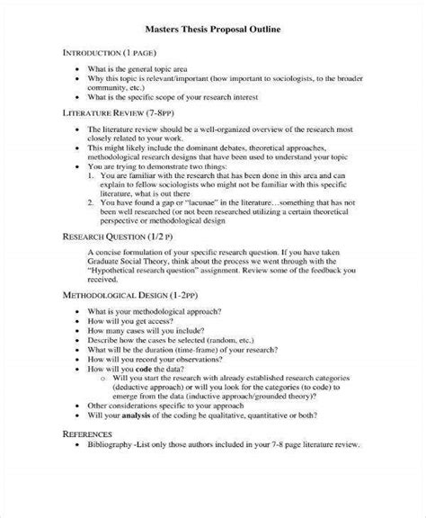 thesis proposal outline templates  word