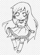 Anime Girl Lineart Line Coloring Long Chibi Haired Vocaloid Transparent sketch template