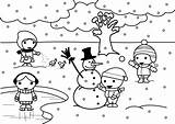 Hiver Neige Inverno Winter Jouent Bimbi Coloriages Colorier Maternelle Autunno Verdura Penguin Educolor Imprimé Preschool sketch template
