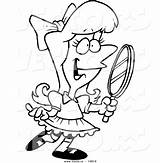 Clipart Mirror Cartoon Girl Pretty Vanity Vain Coloring Holding Vector Outlined Stock Person Leishman Ron Clipground sketch template