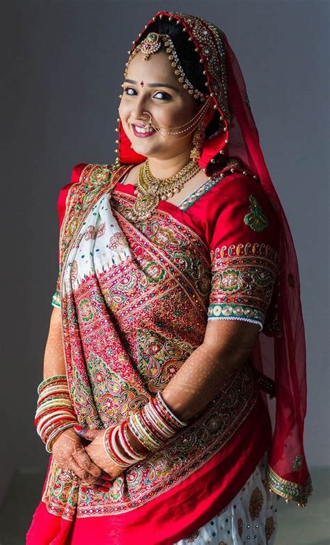 Gujrati Bride In A Traditional Panetar Saree Indian Bridal Fashion