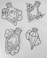 Potion Potions Bottles Witch Tatuaggi Wicca Witchcraft Mystical Ttt sketch template