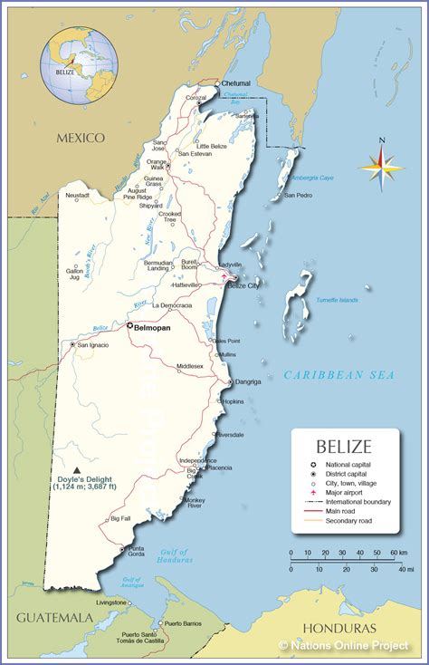 political map  belize nations  project