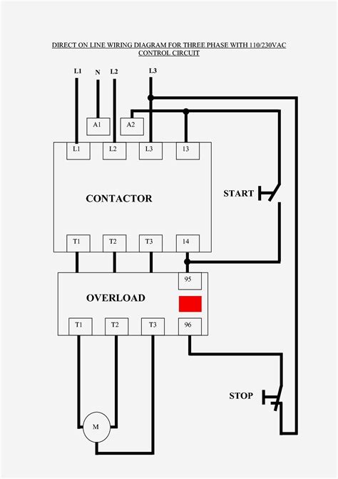 schematic contactor wiring diagram single phase