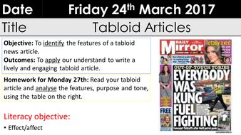 tabloid characteristics difference  tabloid  broadsheet