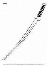 Katana Sword Draw Drawing Step Swords Weapons Improvements Necessary Finish Make Tutorials Drawingtutorials101 sketch template