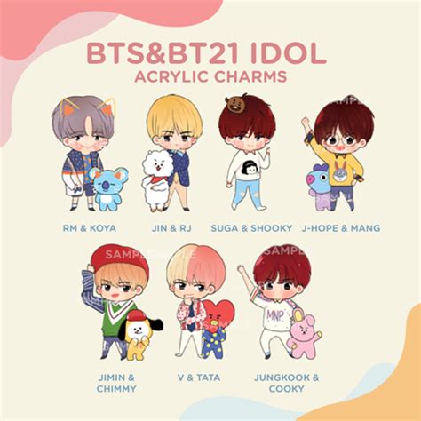 Bts Bt21 Idol 2 5 Inches Acrylic Charms Keychains Kpopkart