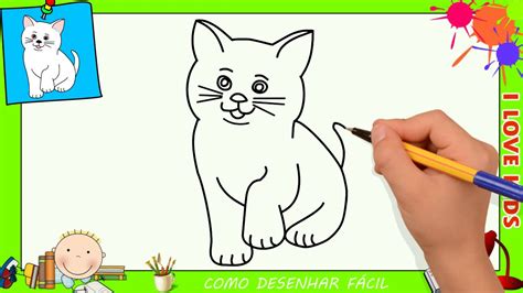 como desenhar um gato facil passo a passo para crianças e