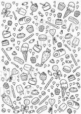 Colouring Sweets Pages Coloring Printable Poster Candy Cute Paper Sheets Wrapping Etsy Own Sweet Adult Pastries Kids Gift Ice Cream sketch template