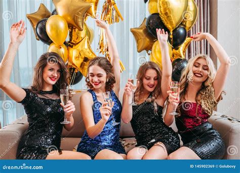 Girls Party Hangout Enjoying Time Together Stock Image Image Of