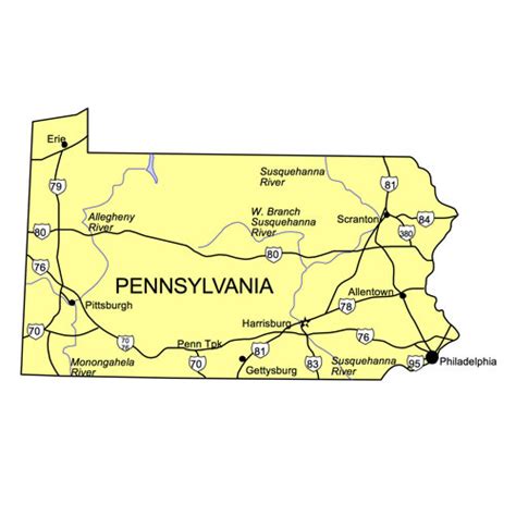 pennsylvania  state powerpoint map highways waterways capital