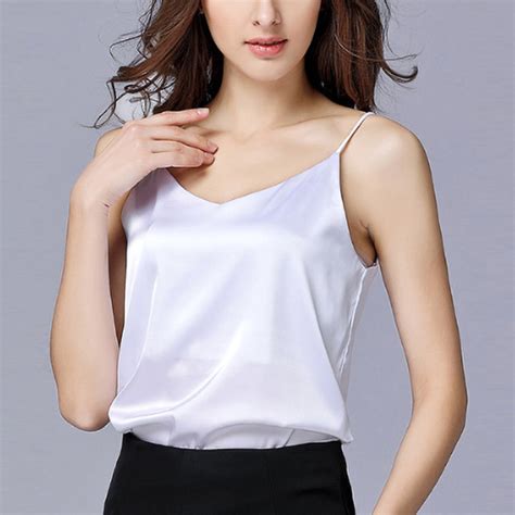 womens satin silk strappy tank tops ladies backless v neck camisole