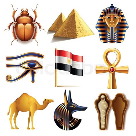 Egypt Icons Detailed Photo Realistic Stock Vector