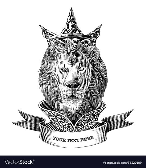 lion king logo  banner hand draw vintage vector image