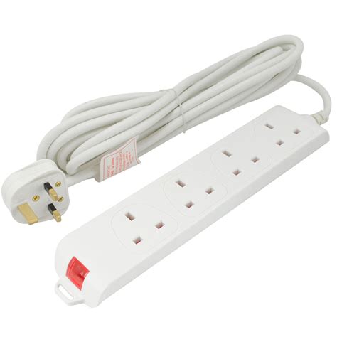 multi plug     gang  uk mains extension lead cable socket reel adaptors ebay