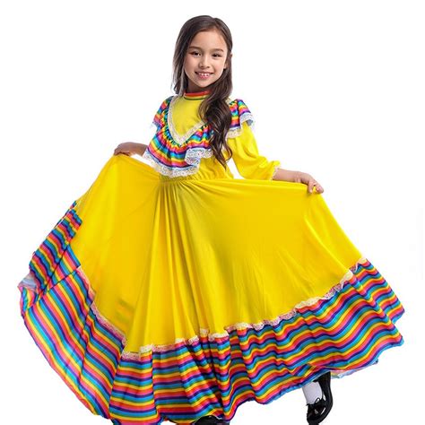 Princess Girls Luxury Mexico Mexican Folk Traditional Costumes Girls