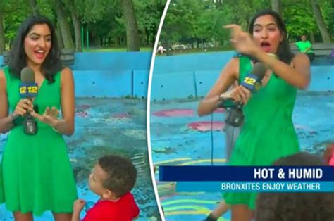 new york news presenter reena roy gets soaked during live broadcast daily star