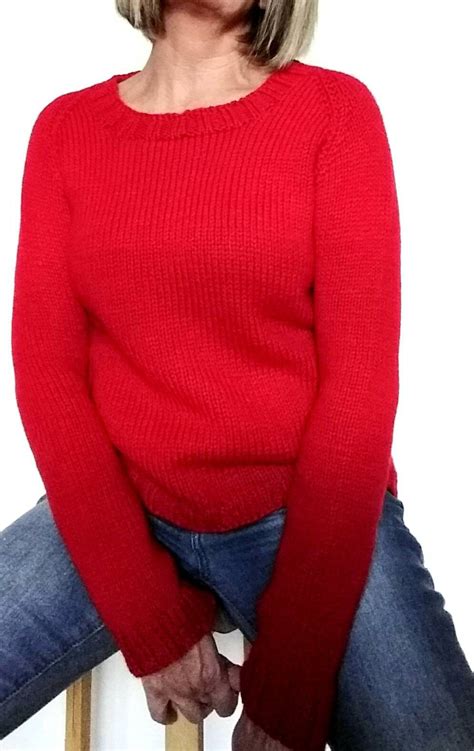 vrouwen wollen trui rode dames trui met ronde hals en etsy
