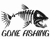 Skull Fish Fishing Bass Sticker Decal Gone sketch template