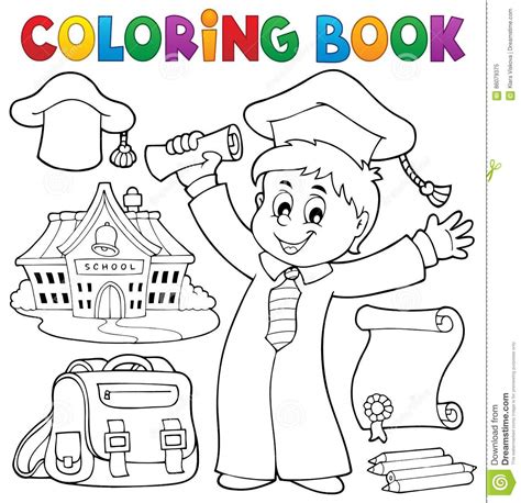 coloring book graduation theme  stock vector illustration