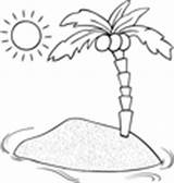 Island Coloring Desert Cartoon Vector Royalty sketch template