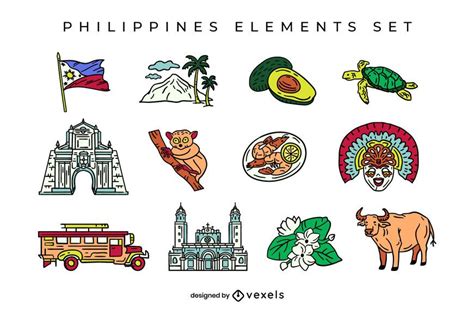 philippines elements set design vector