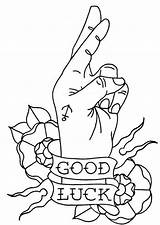 Luck Tattoo Flash School Old Good Designs Traditional Hand Tattoos Outline Drawings Predict Lines Life Stencils Through Choose Board sketch template