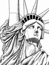Statue Liberty Drawing Outline Step Face Getdrawings sketch template