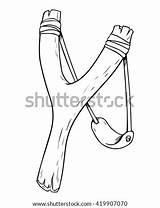 Slingshot Sling Pages Shutterstock Coloring Vector Cartoon David Isolated Template Portfolio sketch template