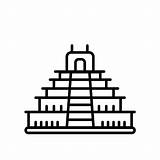 Teotihuacan Piramide Imagui Icona Lineare Sul Linear Illustrazioni sketch template
