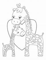 Coloring Printable Giraffe Pages Giraffes Animal Mommy Cartoon Color Cute Print Baby Kids Cat Hugging Colouring Kid Book Birthday Pets sketch template