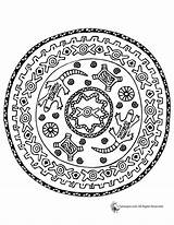 Mandala Southwestern Aztec Adults Precolombinas Azteca Coloringhome sketch template