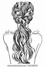 Braid Coloring Pages Side French Simple Two Vector Template Hairstyle Templates Sketch Pic Logo sketch template