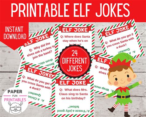printable elf jokes printable elf props elf notes diy etsy canada