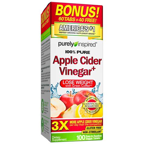 purely inspired apple cider vinegar tablets shop diet and fitness at h e b