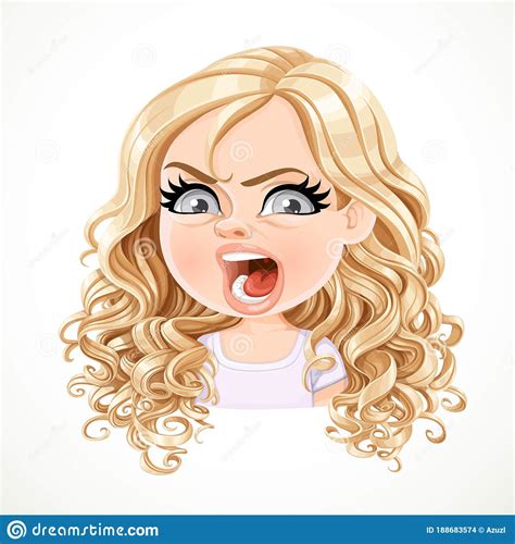 Beautiful Angry Aggressive Cartoon Blond Girl With
