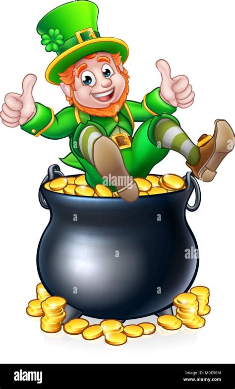 pot  gold st patricks day leprechaun stock vector image art alamy