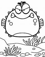 Coloring Fish Puffer Pages Cartoon Angry Porcupine Children Fourteen Cute Coloringpagesfortoddlers Choose Board sketch template