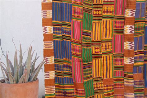 multi ashanti kente cloth vintage tribal textile cloth weaving ghana
