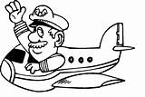 Pilot Coloring Cartoon Pages Clipart Drawing Kids Visit sketch template