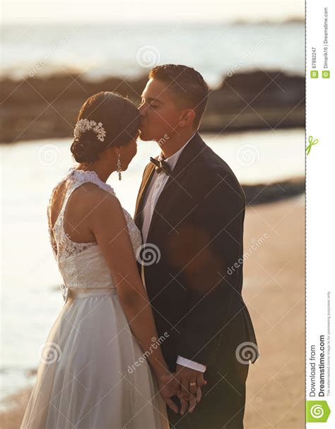 kissing married wedding couple stock image image of beautiful enjoying 87892247